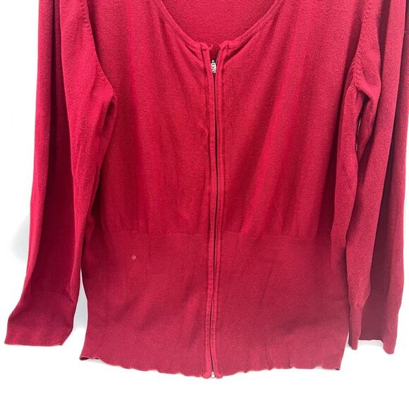 Ashley Stewart Women's Plus Sized Zip Up Red Cardigan w/Long Sleeves Size 26 - Picture 4 of 8